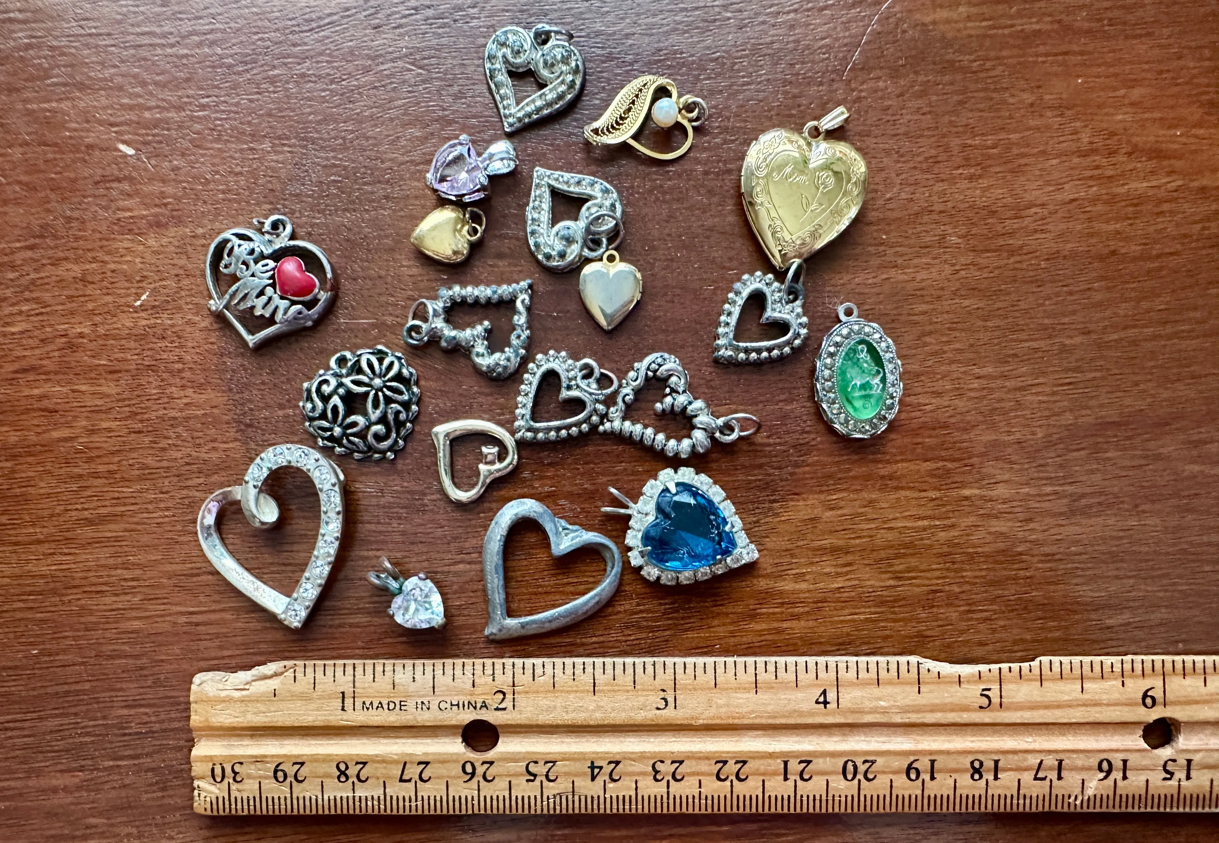 Vintage to Now Charm Pendant Heaert Locket Rhinestone Gold Silver Rhinestone