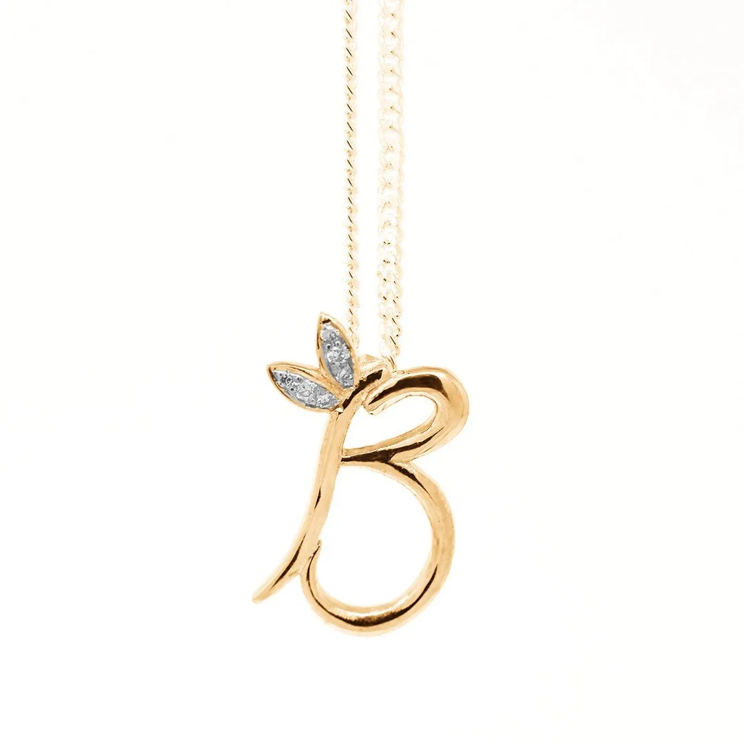 Winged Initial Necklace - 18ct Yellow Gold