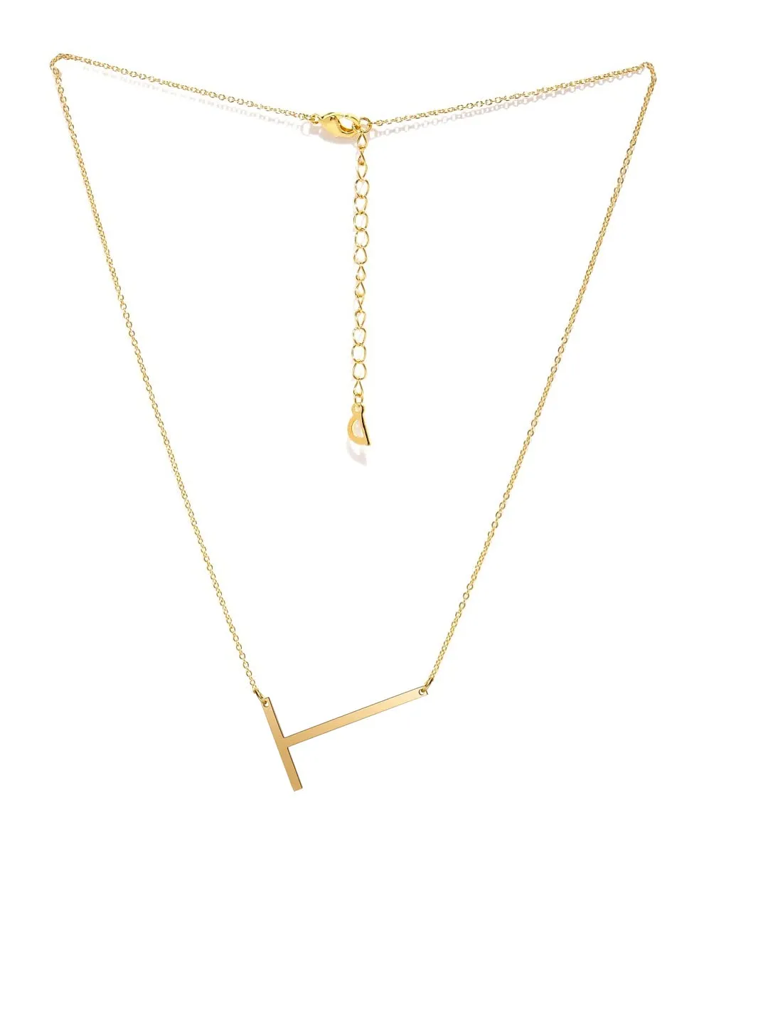 Yellow Chimes Latest Fashion Stainless Steel Gold Plated Initial Pendant with Alphabet T for Women and Girls, Medium (YCFJPD-ALPHBTT-GL)