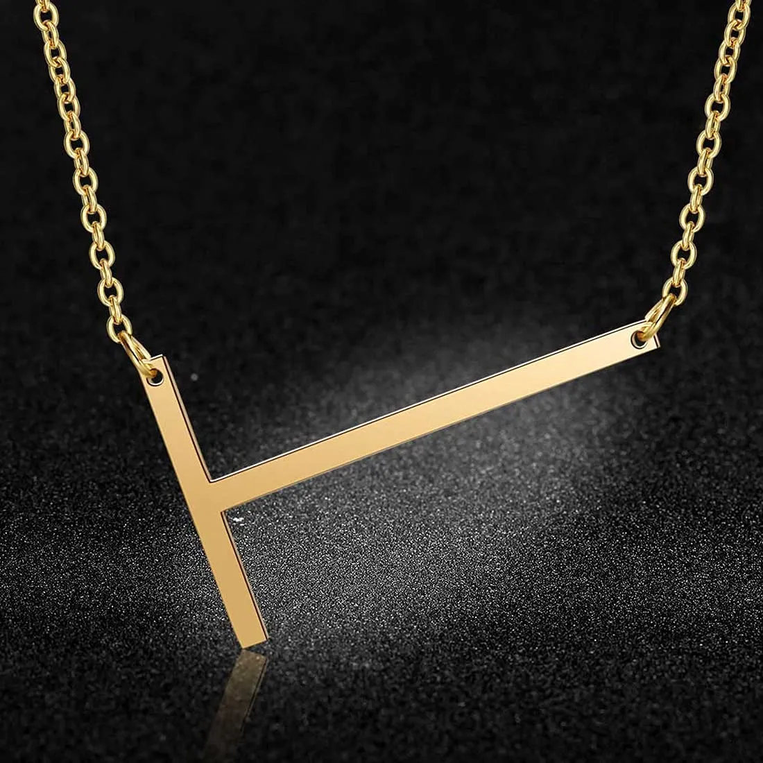Yellow Chimes Latest Fashion Stainless Steel Gold Plated Initial Pendant with Alphabet T for Women and Girls, Medium (YCFJPD-ALPHBTT-GL)