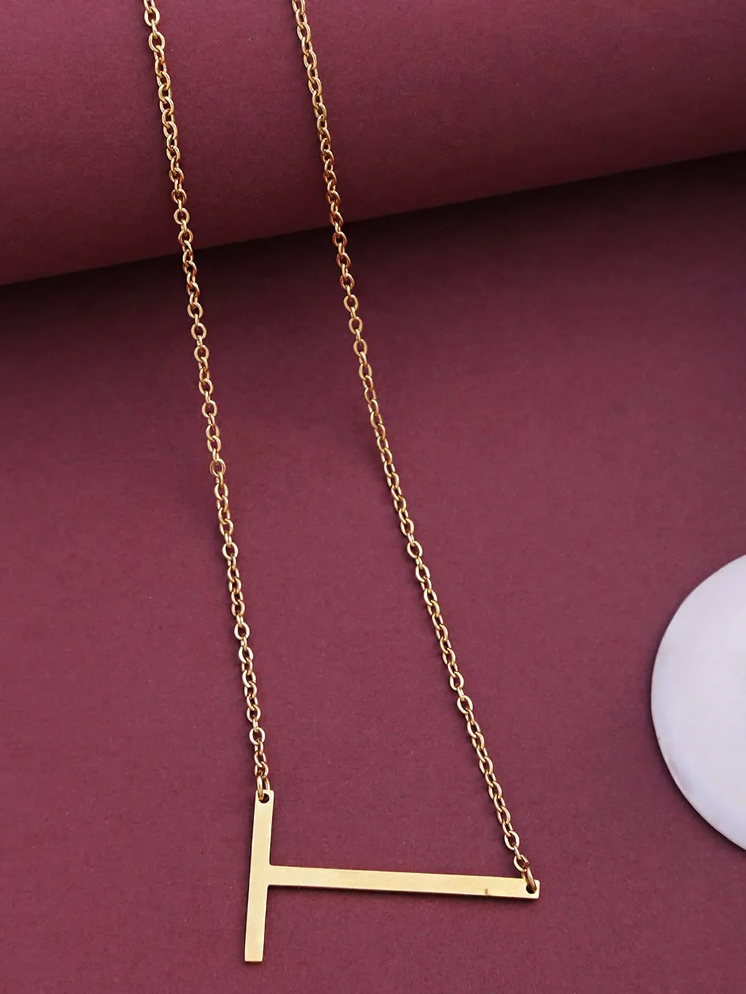 Yellow Chimes Latest Fashion Stainless Steel Gold Plated Initial Pendant with Alphabet T for Women and Girls, Medium (YCFJPD-ALPHBTT-GL)