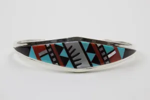 Zuni Multistone Geometric Inlay Bracelet by Herbert Kallestewa