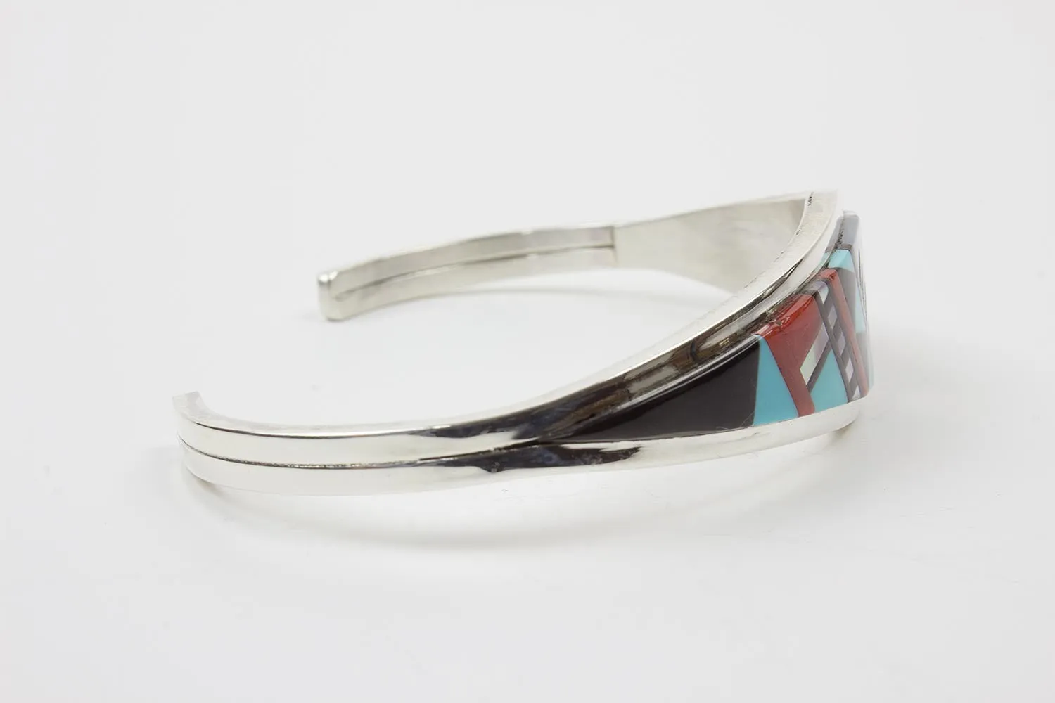 Zuni Multistone Geometric Inlay Bracelet by Herbert Kallestewa